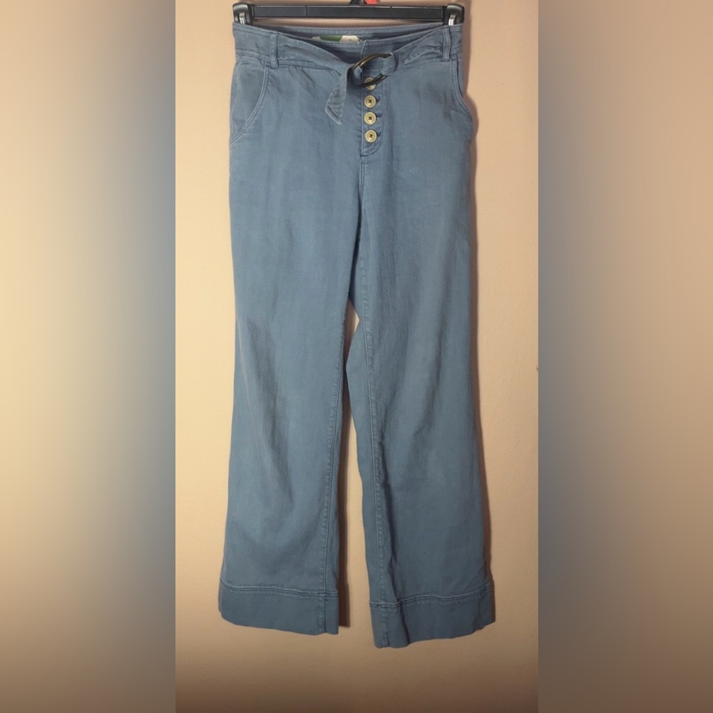 Anthropologie Slate Blue Button-Detail Trousers #P00